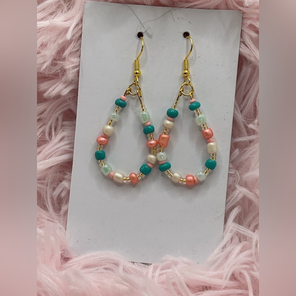 Pastel Loop Earrings (Teal, Pink, Pearl)